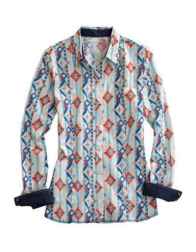 SALE Tin Haul® Ladies' L/S Southwest Aztec Multi Stripe Snap Shirt Product Image