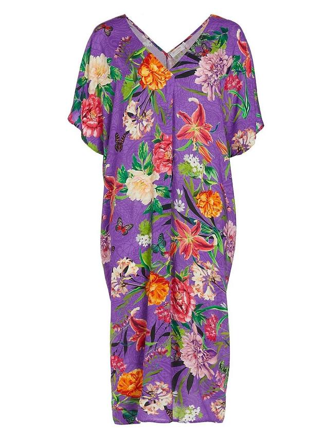 Womens Floral Short-Sleeve Cover-Up Product Image