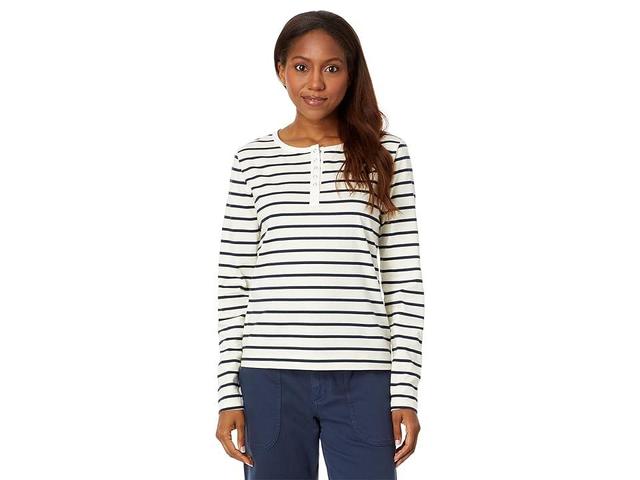 L.L.Bean Signature Rangeley Cotton Henley Tee (Sailcloth Stripe) Women's Clothing Product Image