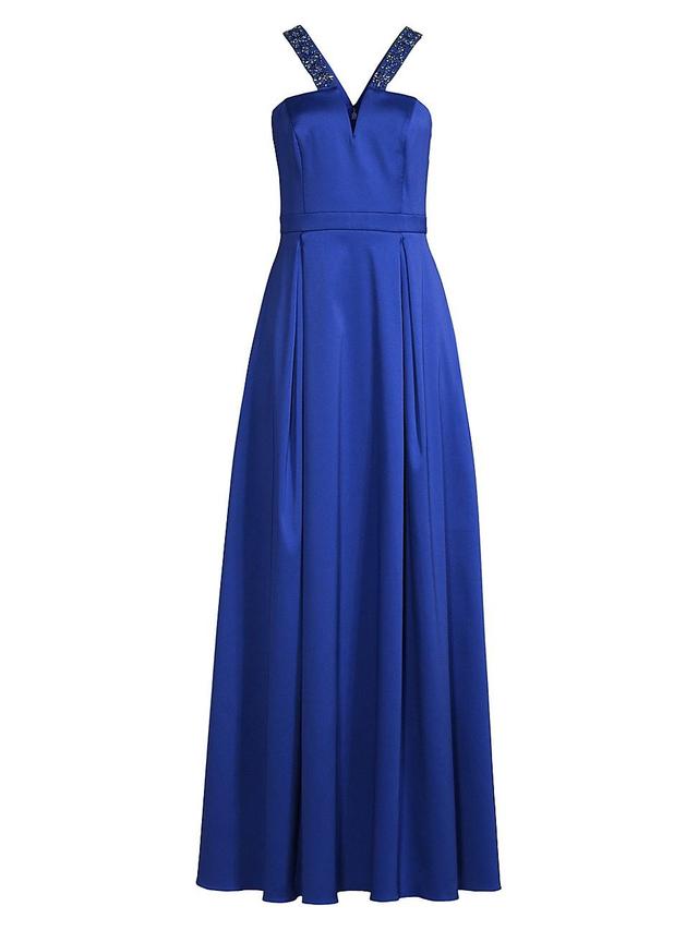 Womens V-Neck Embellished Mikado Gown Product Image