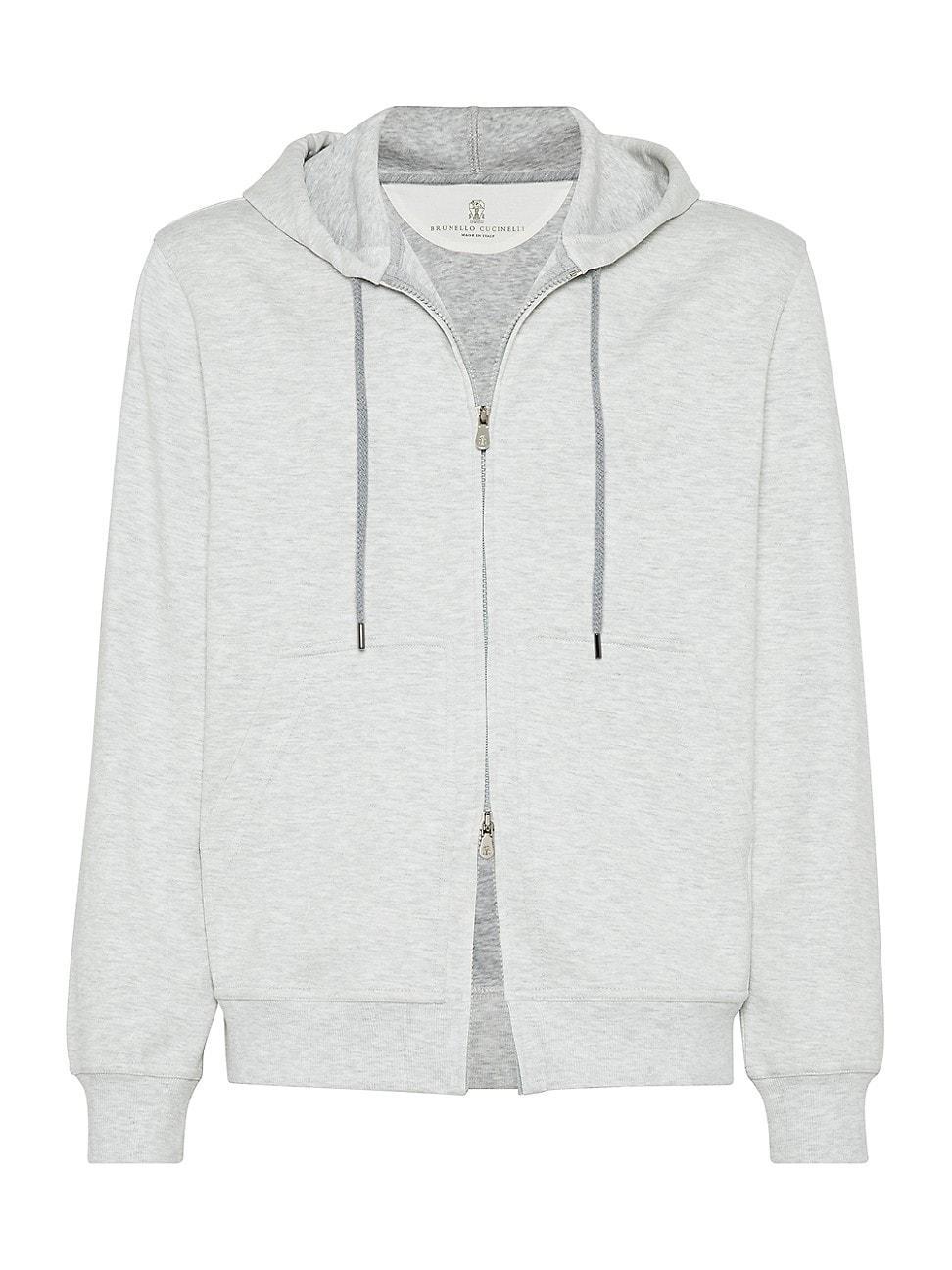 Mens French Terry Double Cloth Hooded Sweatshirt with Zipper Product Image