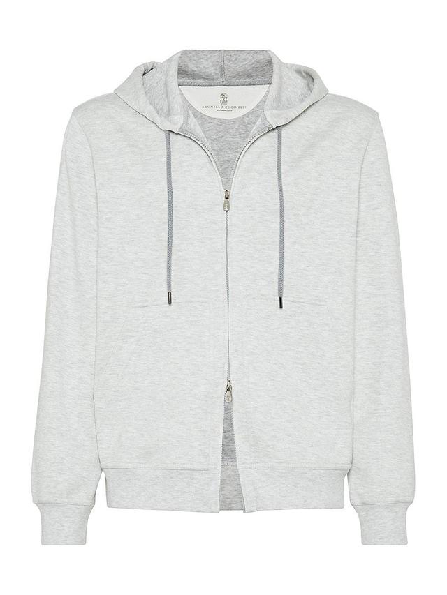 Mens French Terry Double Cloth Hooded Sweatshirt with Zipper Product Image