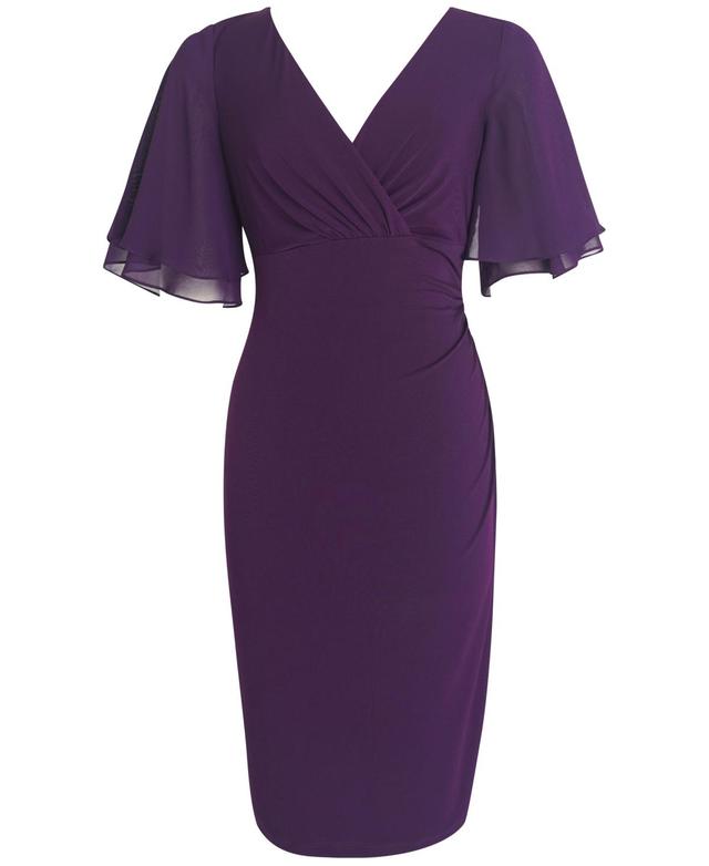 Connected Womens Flutter-Sleeve Sheath Dress Product Image