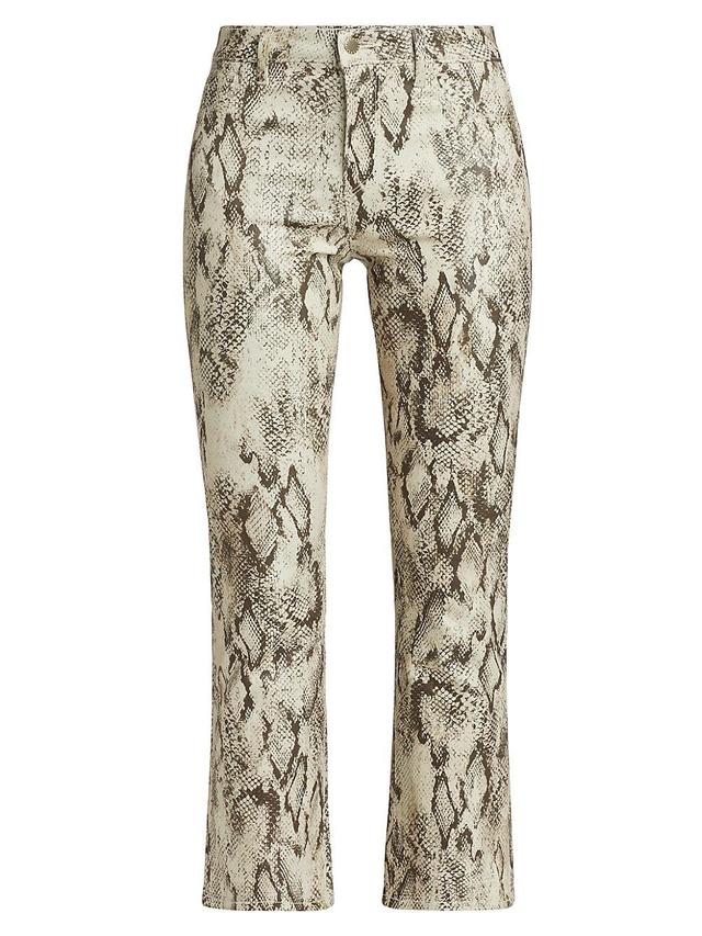 Womens Tati Snake-Print Boot-Cut Crop Jeans Product Image