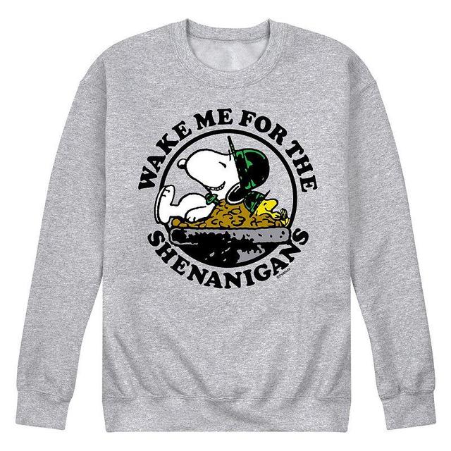 Mens Peanuts Wake Me Shenanigans Fleece Sweatshirt Product Image