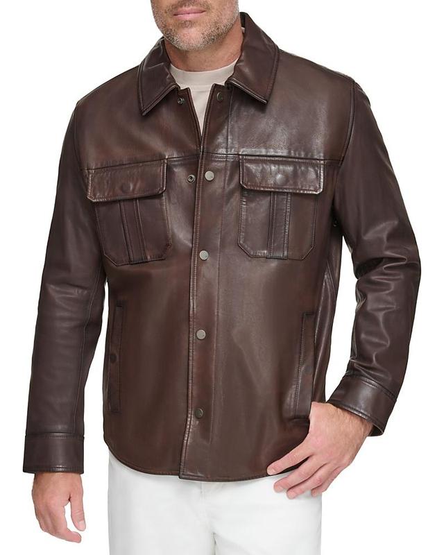 Andrew Marc Mogador Leather Shirt Jacket Product Image