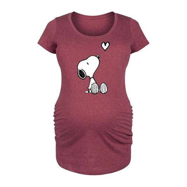 Maternity Peanuts Snoopy Heart Graphic Tee, Womens Grey Gray Product Image