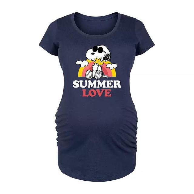 Maternity Peanuts Snoopy & Woodstock Summer Love Graphic Tee, Womens Blue Product Image