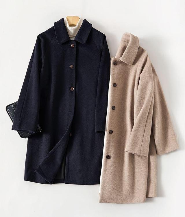 Collared Plain Button Coat Product Image