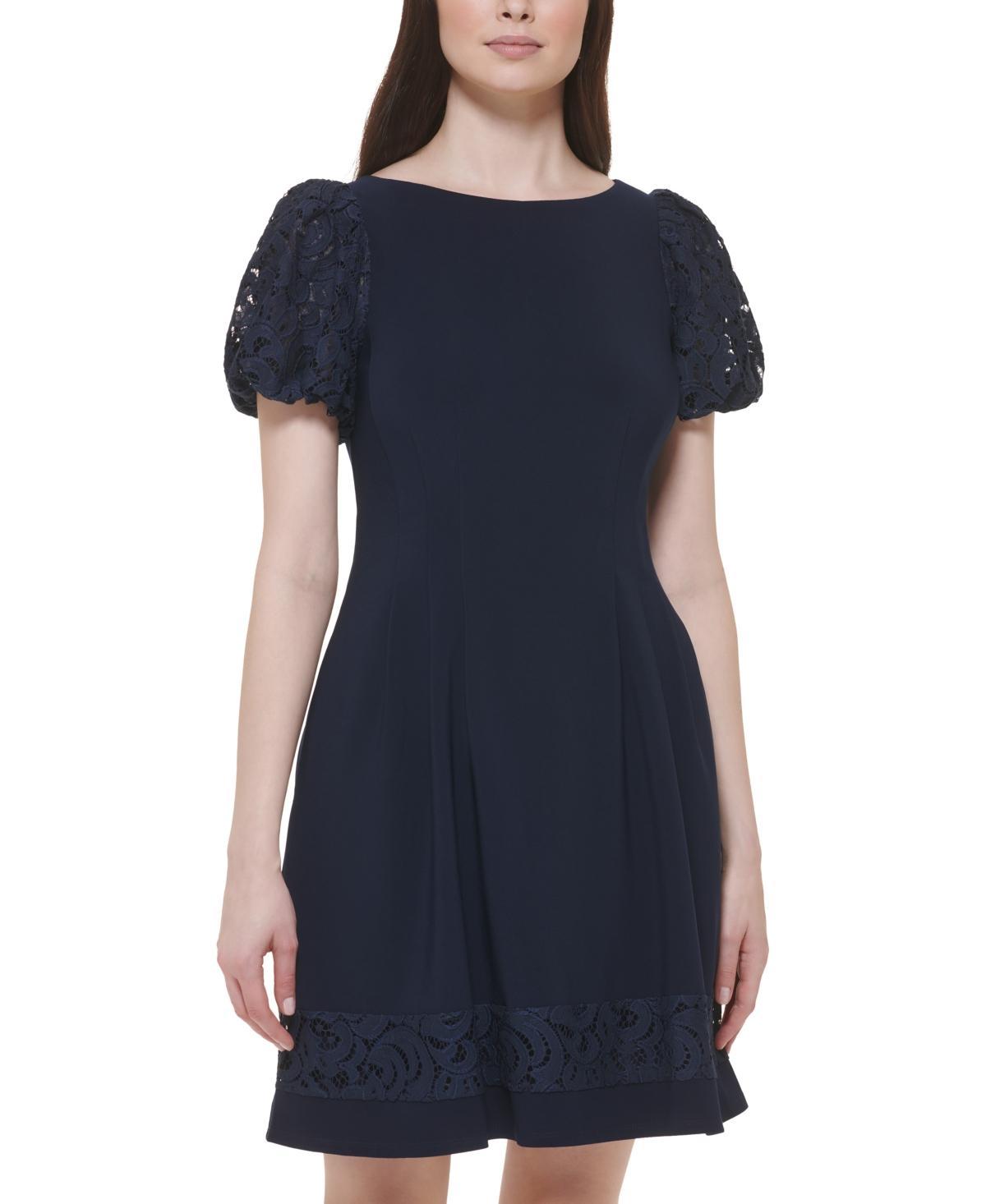 Jessica Howard Womens Embroidered-Hem Balloon-Sleeve Dress Product Image