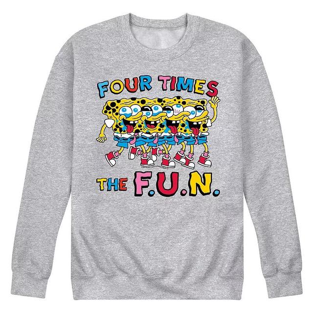 Mens SpongeBob SquarePants Four Times The Fun Fleece Sweatshirt Grey Gray Product Image