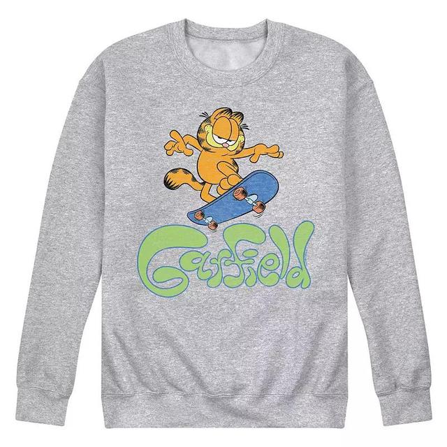 Mens Garfield Skater Logo Fleece Sweatshirt Grey Gray Product Image