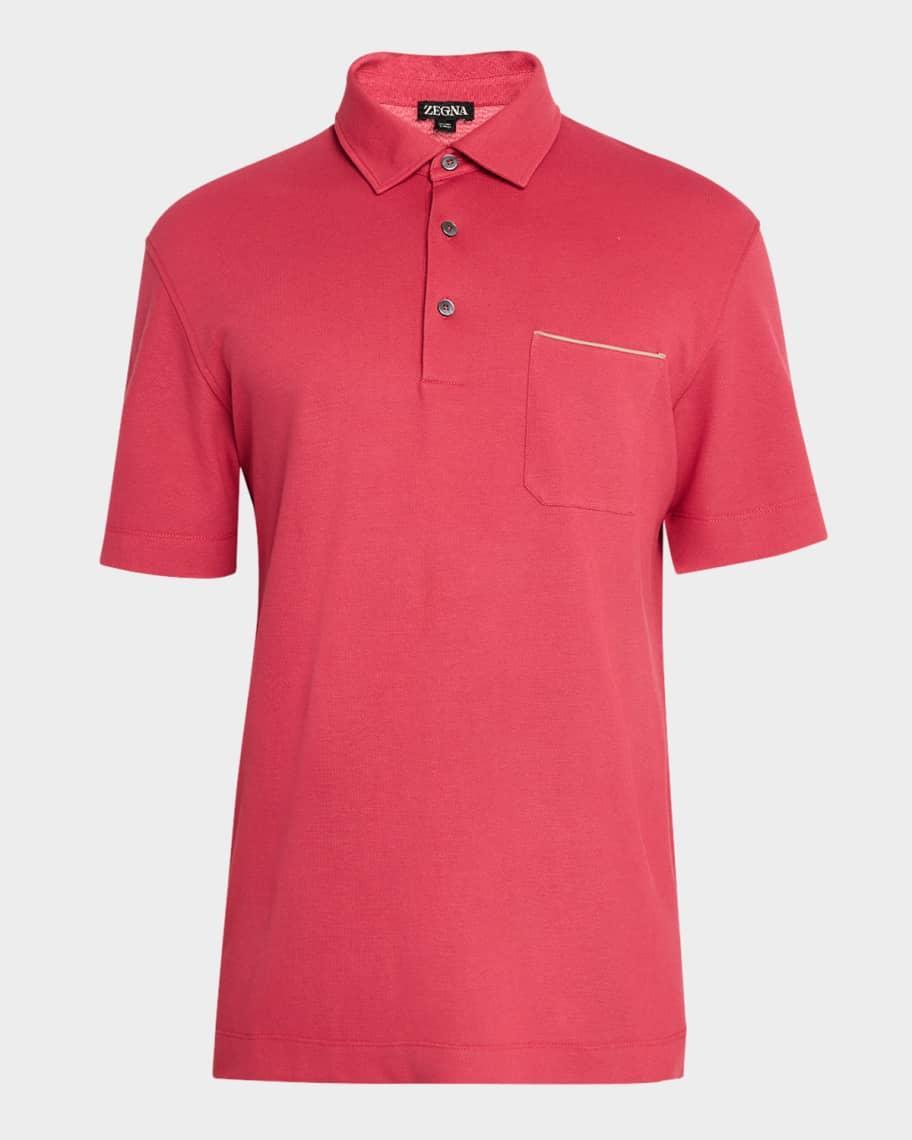 Men's Pique Polo Shirt with Leather-Trim Pocket Product Image