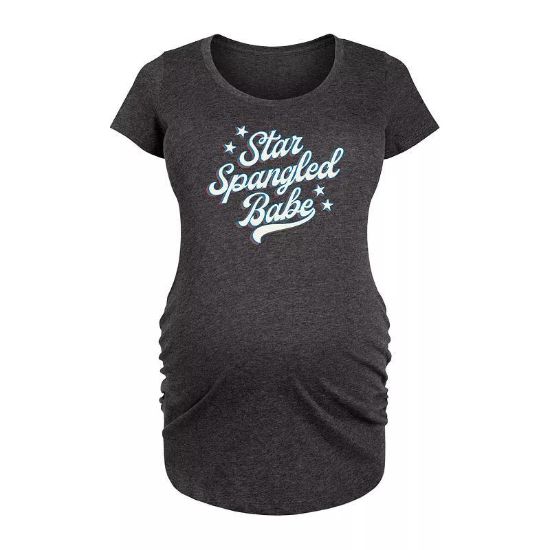 Maternity Star Spangled Babe Graphic Tee, Womens Grey Gray Product Image