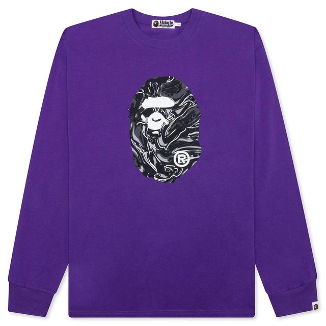 Marbling Camo Ape Head Relaxed Fit L/S Tee - Purple Male Product Image