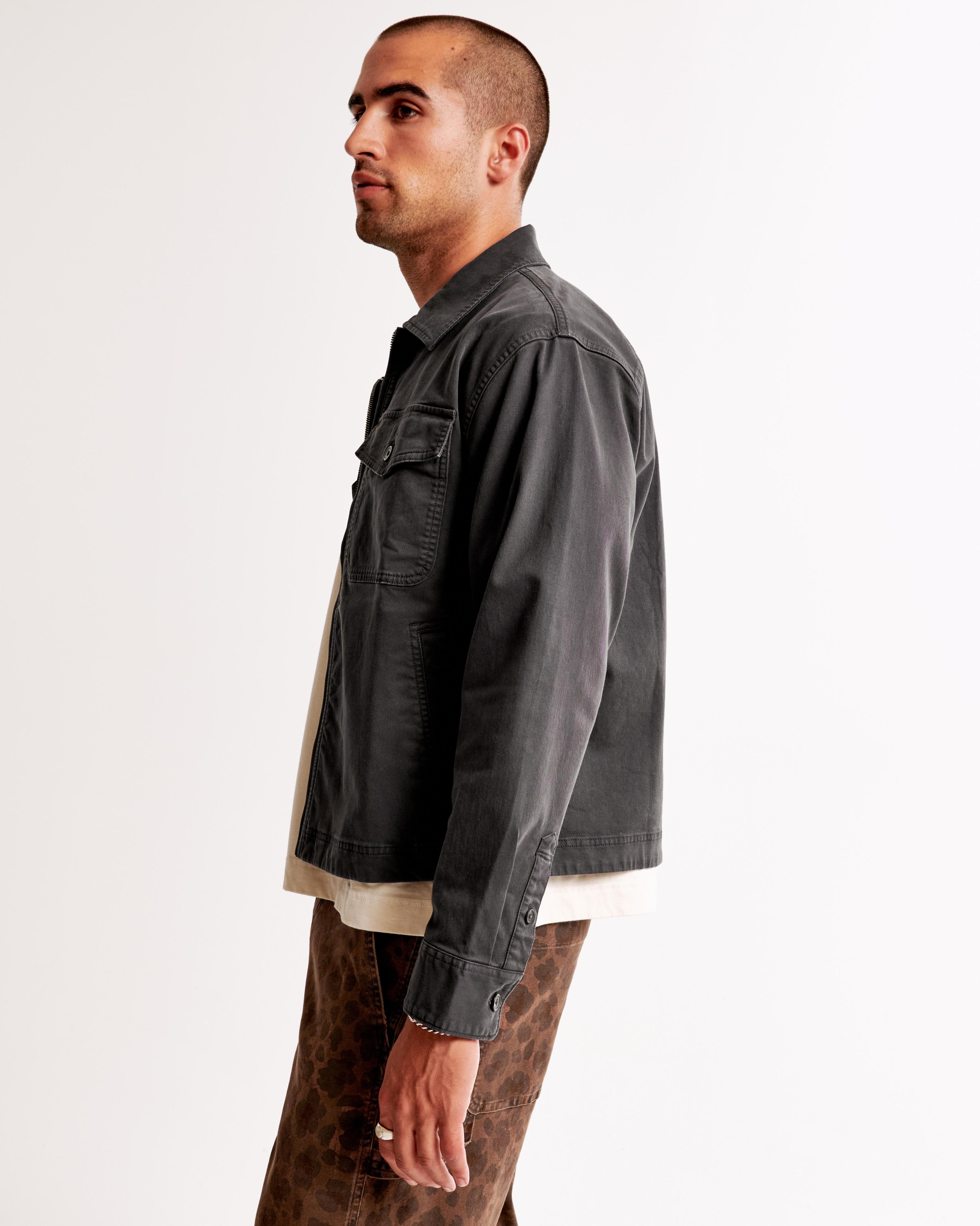 Cropped Twill Zip Shirt Jacket Product Image