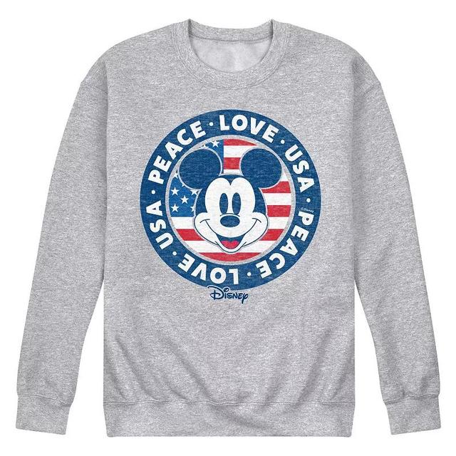 Disneys Mickey Mouse Mens Peace Love USA Fleece Sweatshirt Product Image