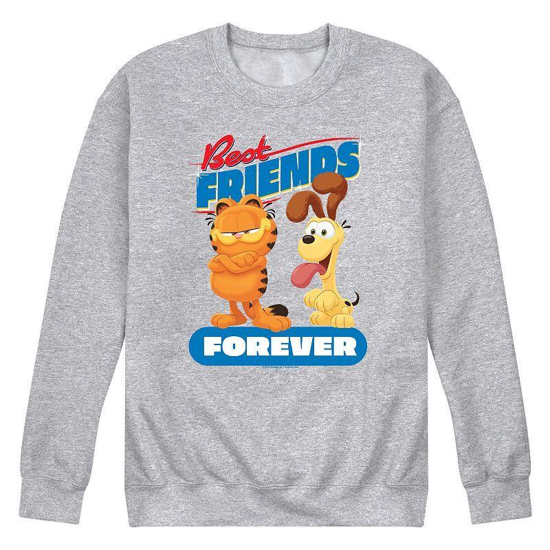 Mens Garfield The Movie Best Friends Forever Fleece Sweatshirt Athletic Grey Product Image