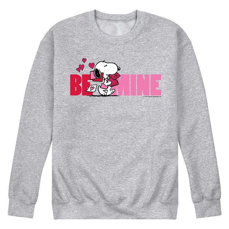 Mens Peanuts Be Mine Fleece Sweatshirt Grey Product Image