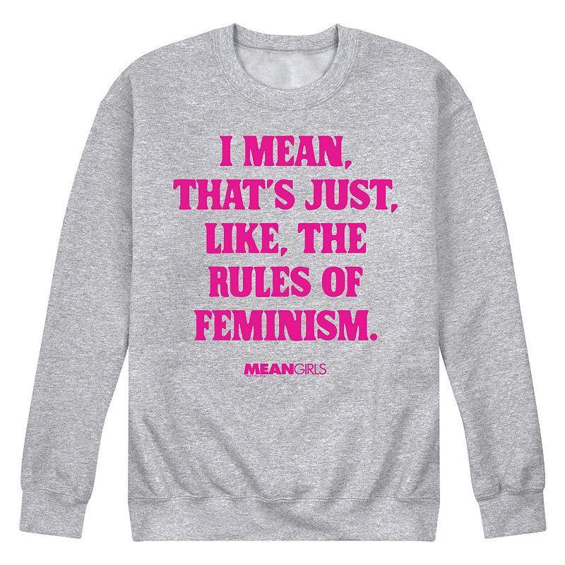 Mens Mean Girls Rules Of Feminism Fleece Sweatshirt Grey Gray Product Image