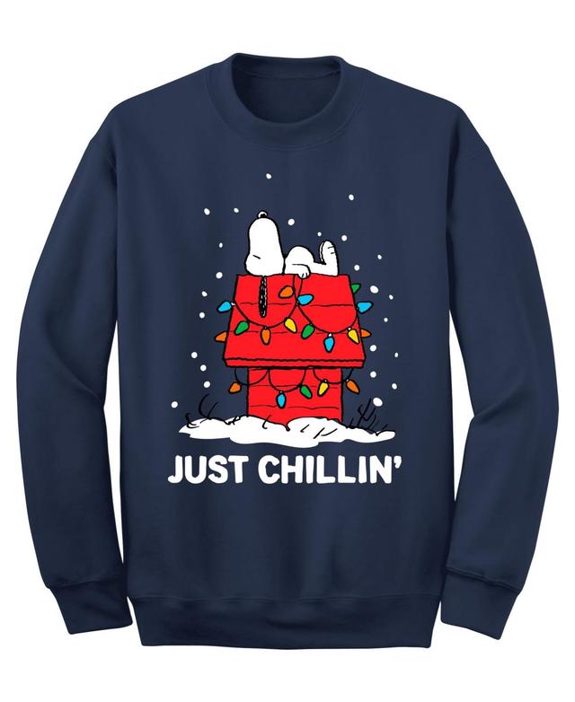 Mens Snoopy Just Chillin Christmas Crew Fleece Sweatshirt Product Image