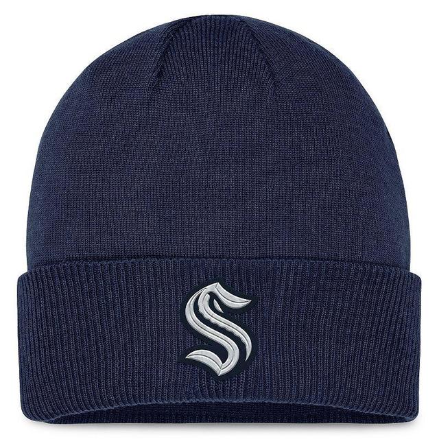 Mens Fanatics Branded Deep Sea Blue Seattle Kraken Authentic Pro Road Metallic Cuffed Knit Hat Product Image