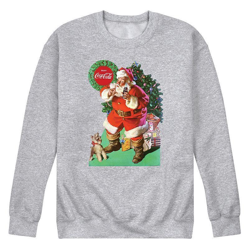 Mens CocaCola Vintage Santa with Dog Sweatshirt Med Grey Product Image