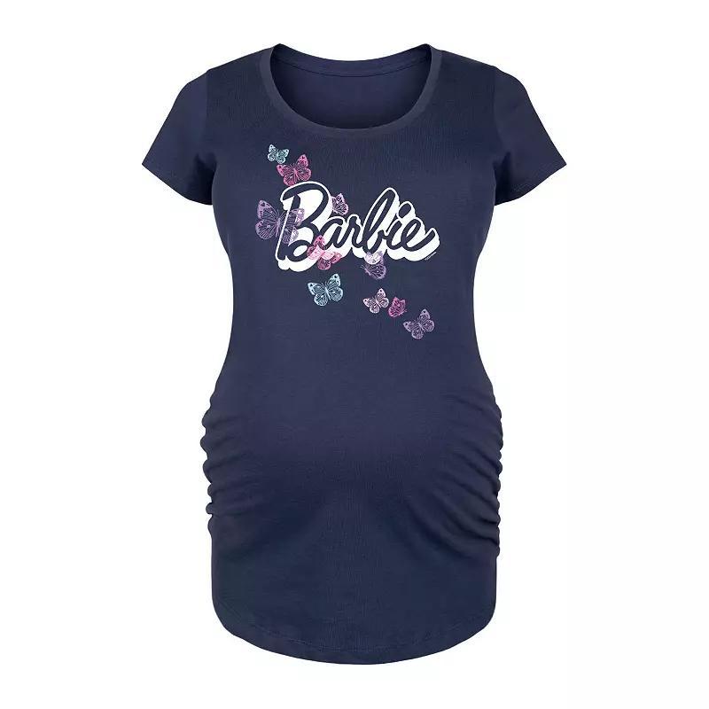 Maternity Barbie Butterfly Logo Graphic Tee, Womens Blue Product Image