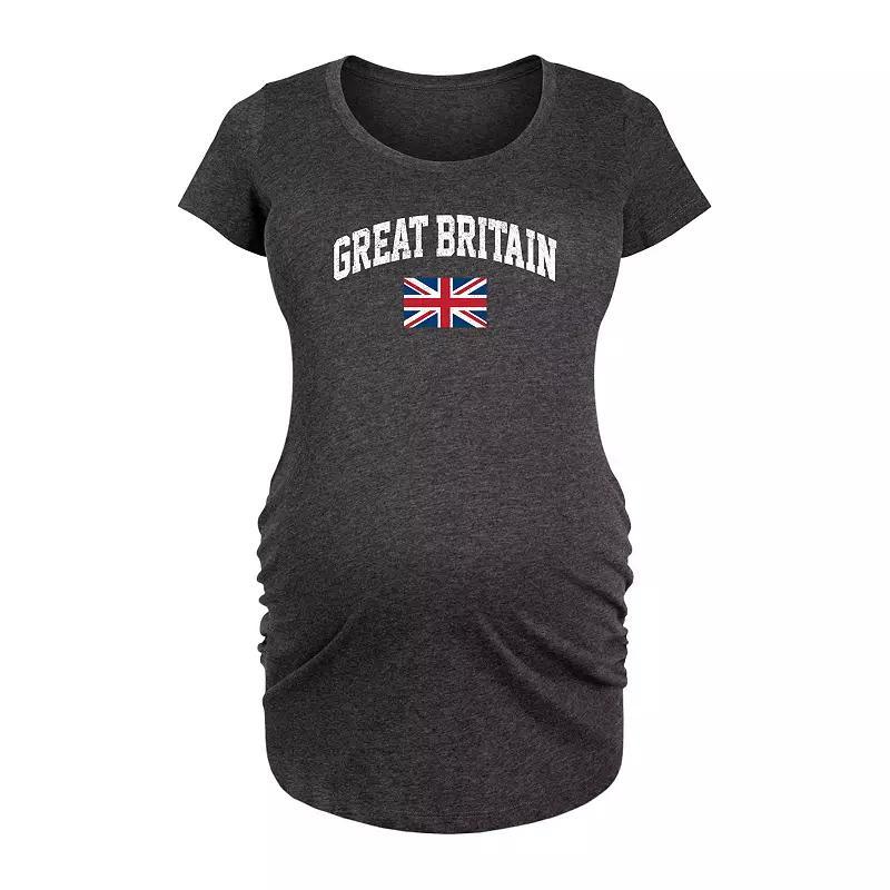 Maternity Great Britain Flag Graphic Tee, Womens Heather Grey Product Image