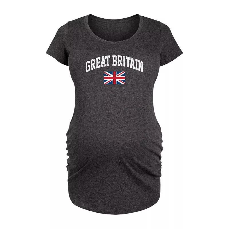 Maternity Great Britain Flag Graphic Tee, Womens Heather Grey Product Image