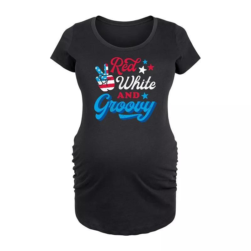 Maternity Red White And Groovy Graphic Tee, Womens Product Image