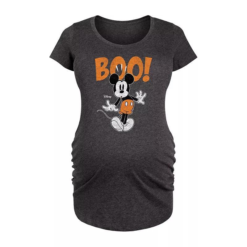 Disneys Mickey Mouse Maternity Boo Graphic Tee, Womens Heather Grey Product Image