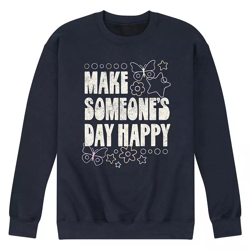 Mens Make Someones Day Happy Fleece Sweatshirt Blue Product Image