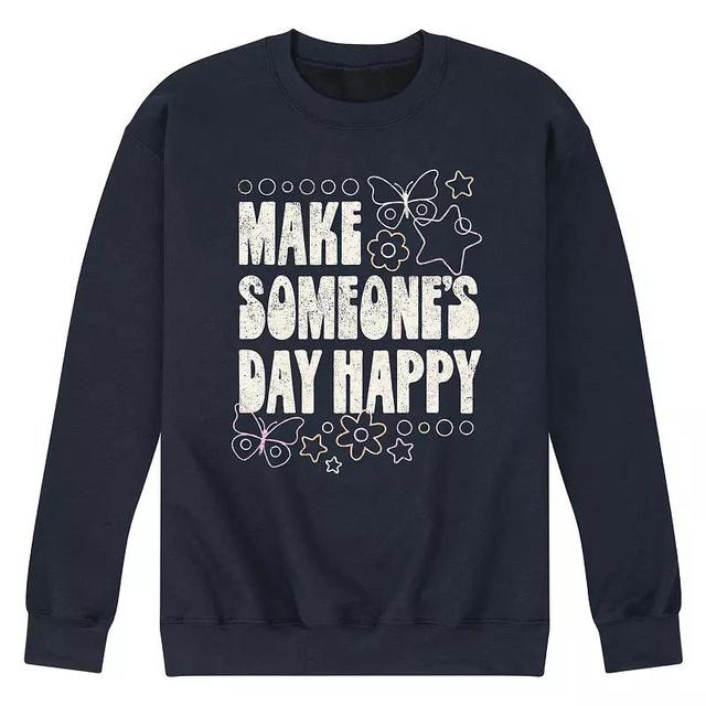 Mens Make Someones Day Happy Fleece Sweatshirt Pink Product Image