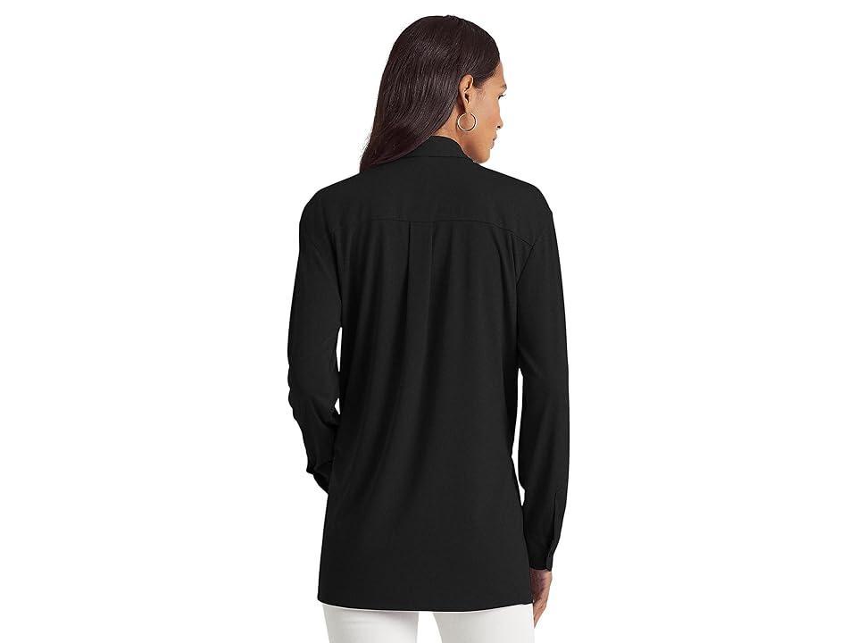 LAUREN Ralph Lauren Tie-Front Stretch Jersey Shirt Women's Blouse Product Image