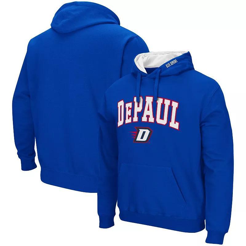 Mens Colosseum Royal DePaul Blue Demons Arch and Logo Pullover Hoodie Product Image