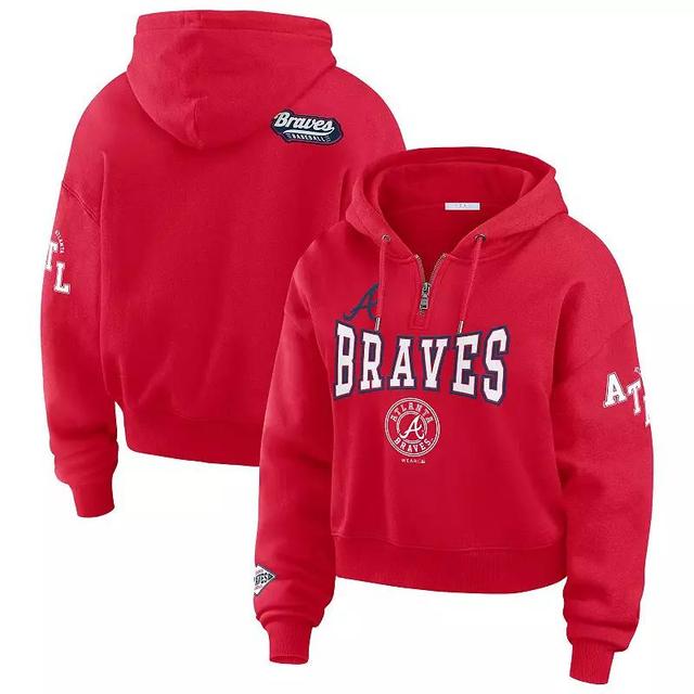 Womens WEAR by Erin Andrews Atlanta Braves Patch Quarter-Zip Hoodie Product Image