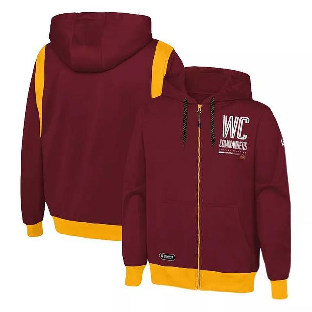 Mens New Era Burgundy Washington Commanders Combine Authentic Drop Back Full-Zip Hoodie Product Image