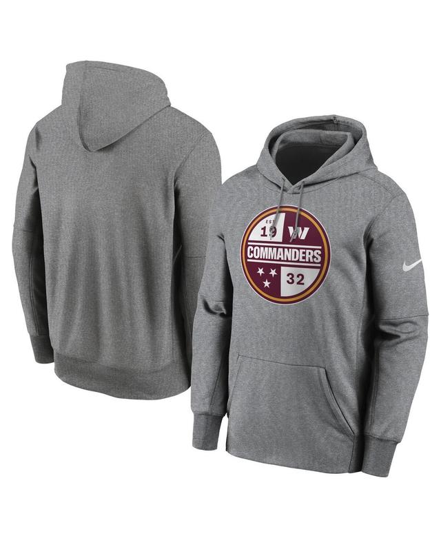 Mens Nike Heathered Gray Washington Commanders Performance Pullover Hoodie Product Image