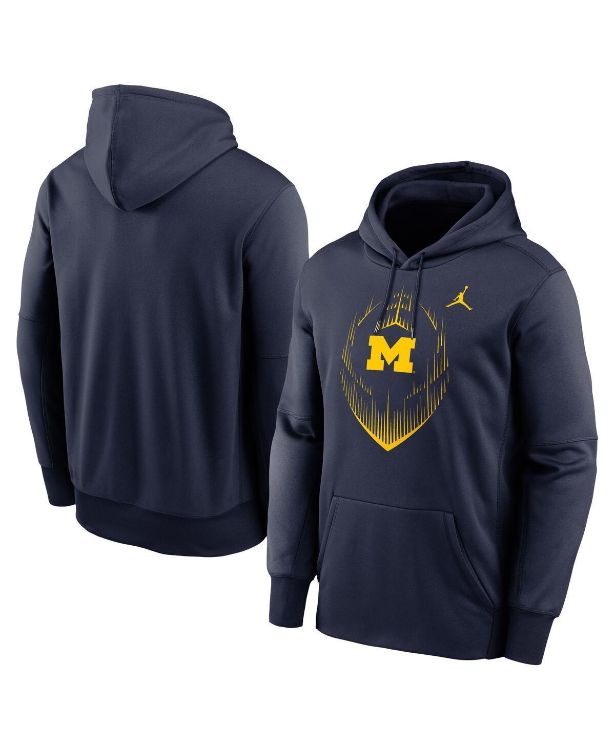 Jordan Mens Navy Michigan Wolverines Football Icon Performance Fleece Pullover Hoodie Product Image