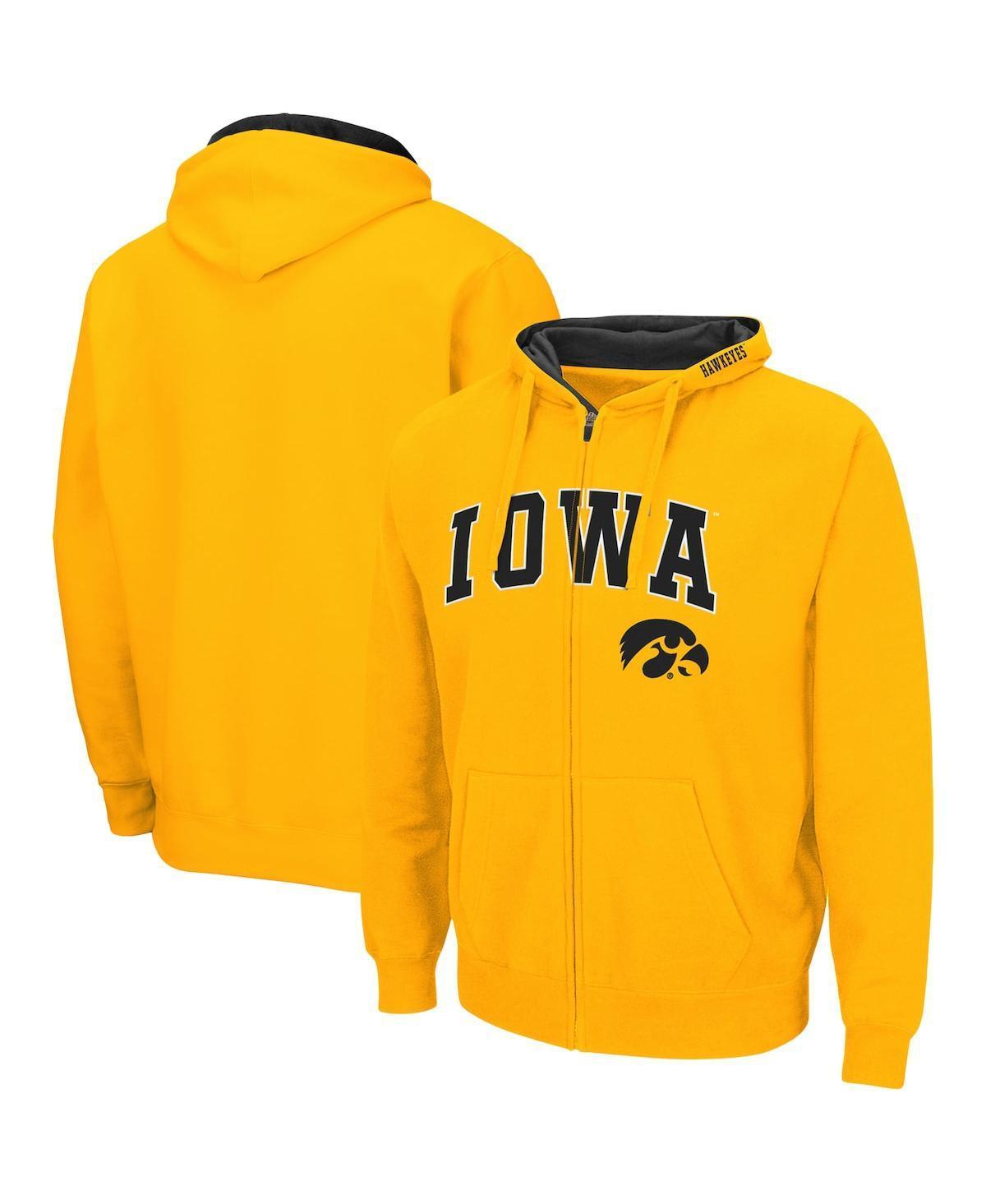 Mens Colosseum Gold Iowa Hawkeyes Arch & Logo 3.0 Full-Zip Hoodie IWA Gold Product Image