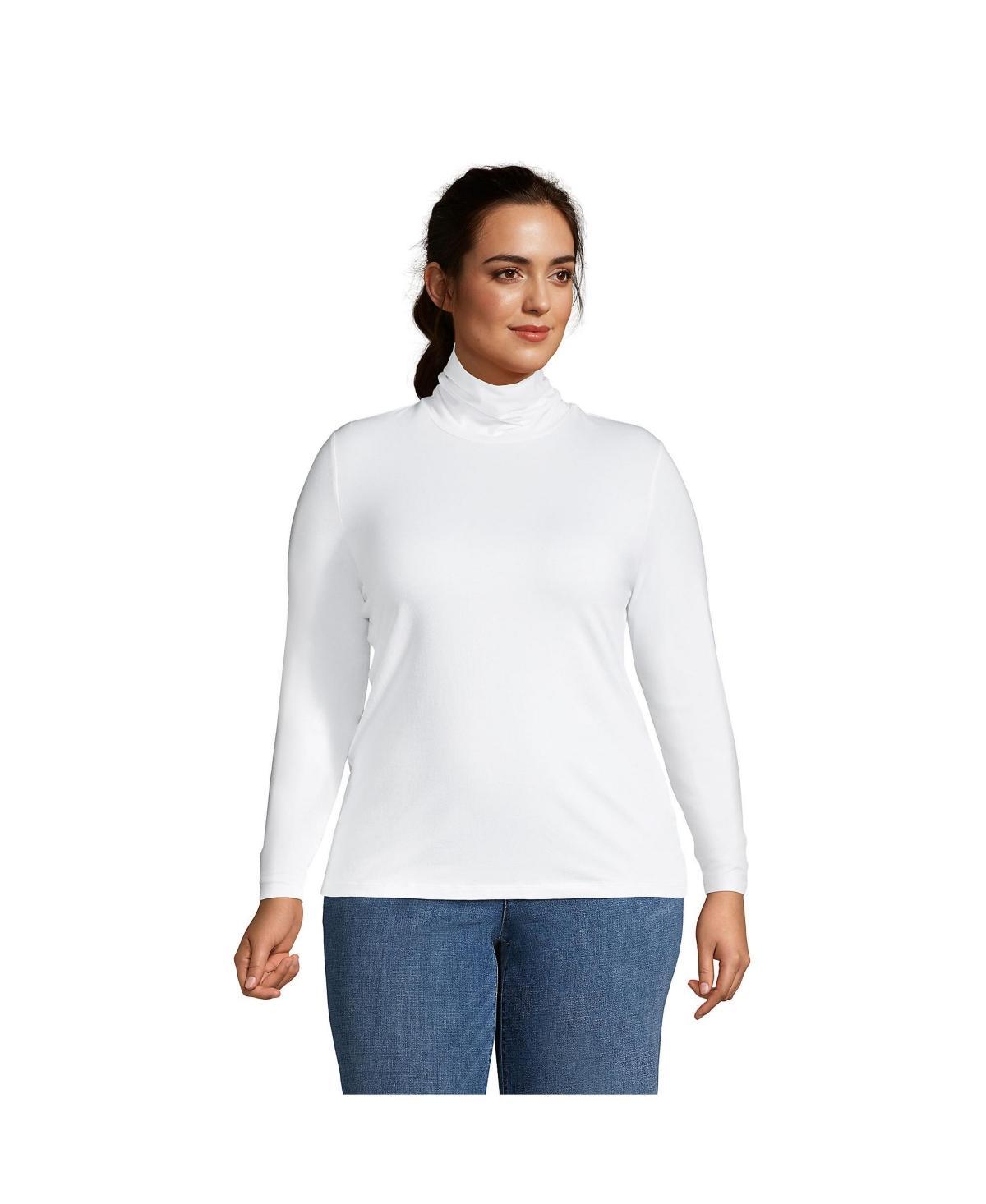 Plus Size Lands End Lightweight Fitted Long Sleeve Turtleneck, Womens Product Image