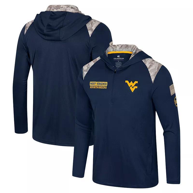 Mens Colosseum West Virginia Mountaineers OHT Military Appreciation Quarter-Zip Hoodie Jacket Blue Product Image