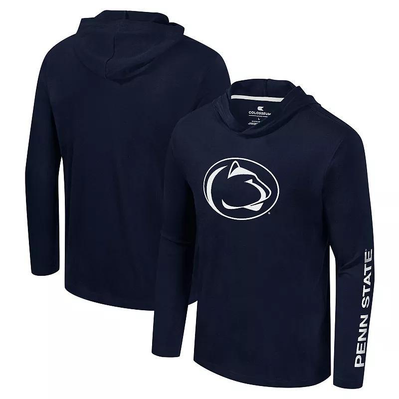 Mens Colosseum Penn State Nittany Lions Logo Lockup Active Blend Long Sleeve T-Shirt Hoodie Blue Product Image