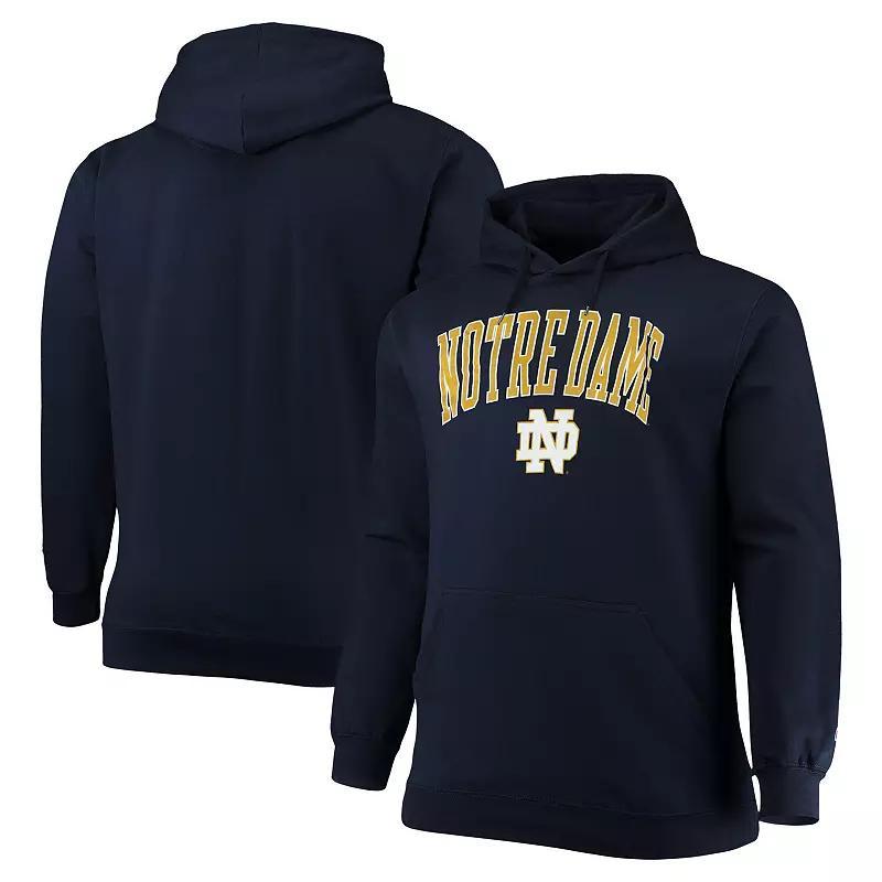 Mens Champion Notre Dame Fighting Irish Big & Tall Arch Over Logo Powerblend Pullover Hoodie Blue Product Image