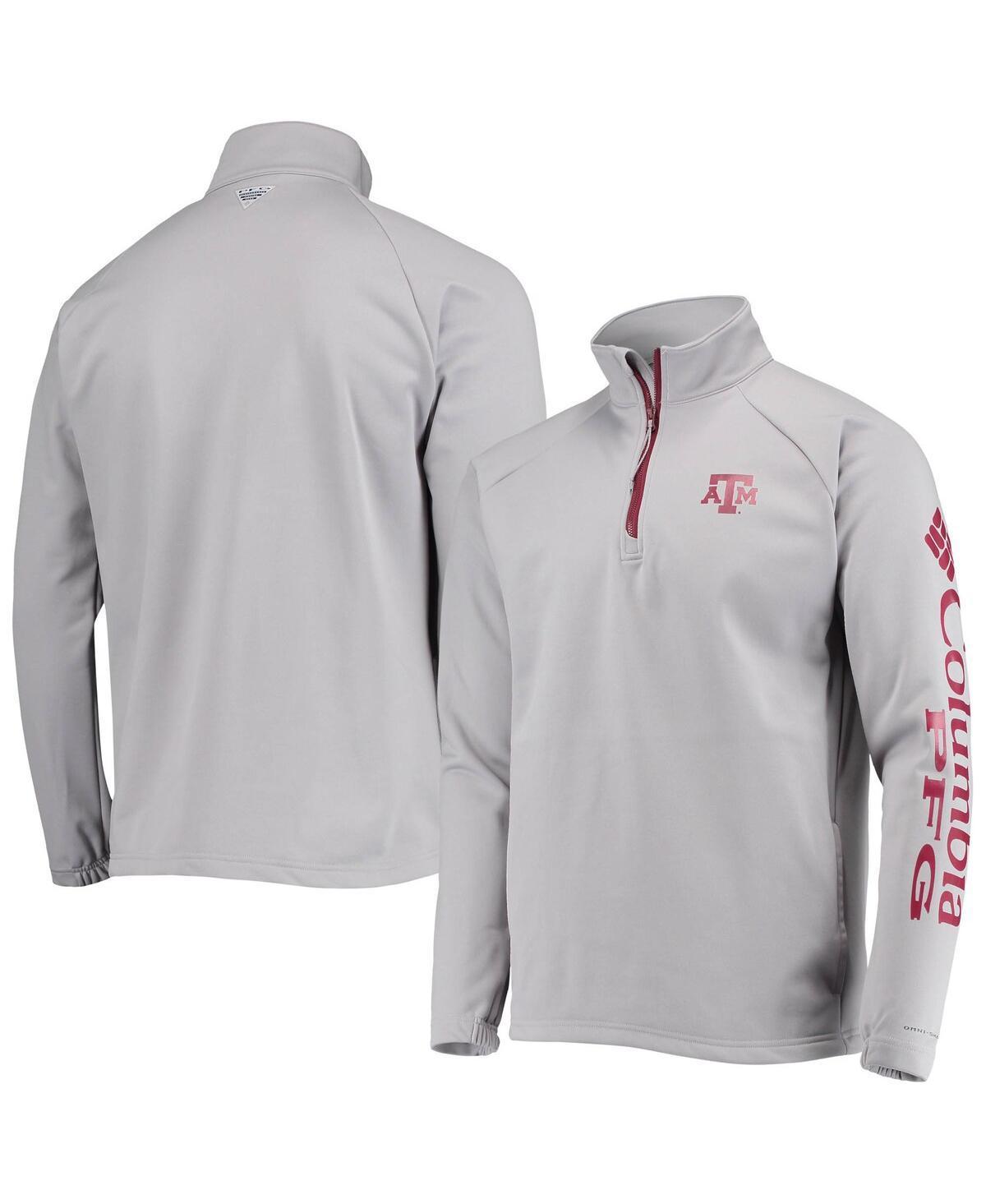 Mens Columbia Gray Texas A&M Aggies Terminal Tackle Fleece Raglan Omni-Shade Quarter-Zip Jacket Product Image