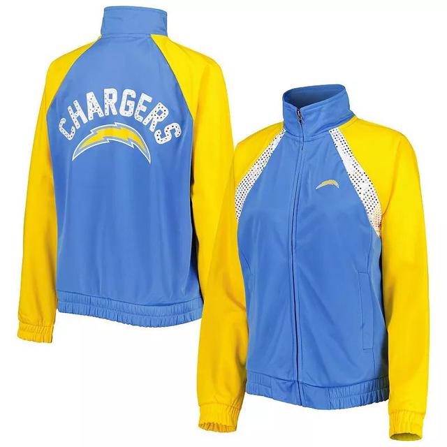 Womens G-III 4Her by Carl Banks Powder Blue/Gold Los Angeles Chargers Confetti Raglan Full-Zip Track Jacket Product Image