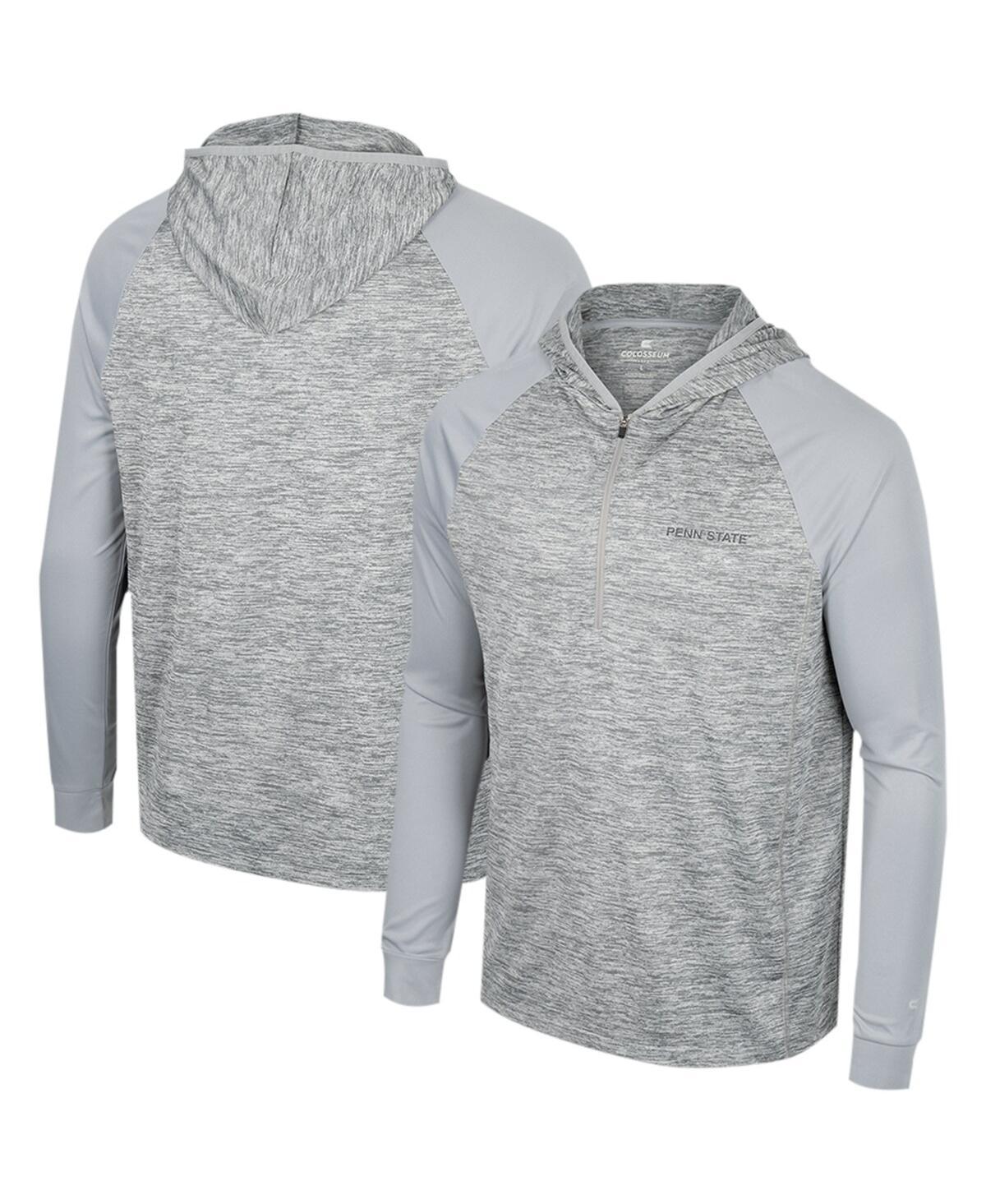 Mens Colosseum Gray Penn State Nittany Lions Cybernetic Raglan Quarter-Zip Hooded Top Product Image