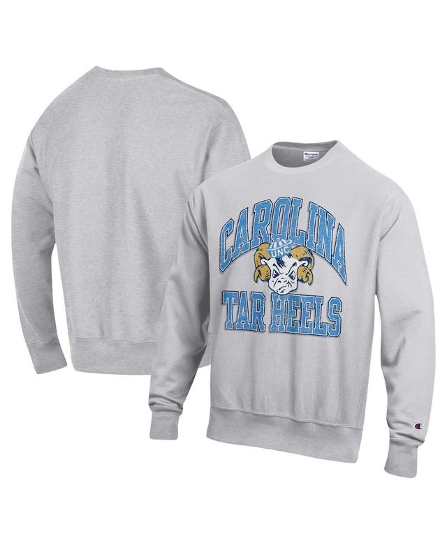 Champion Mens Heather Gray North Carolina Tar Heels Vault Late Night Reverse Weave Pullover Sweatshirt Product Image