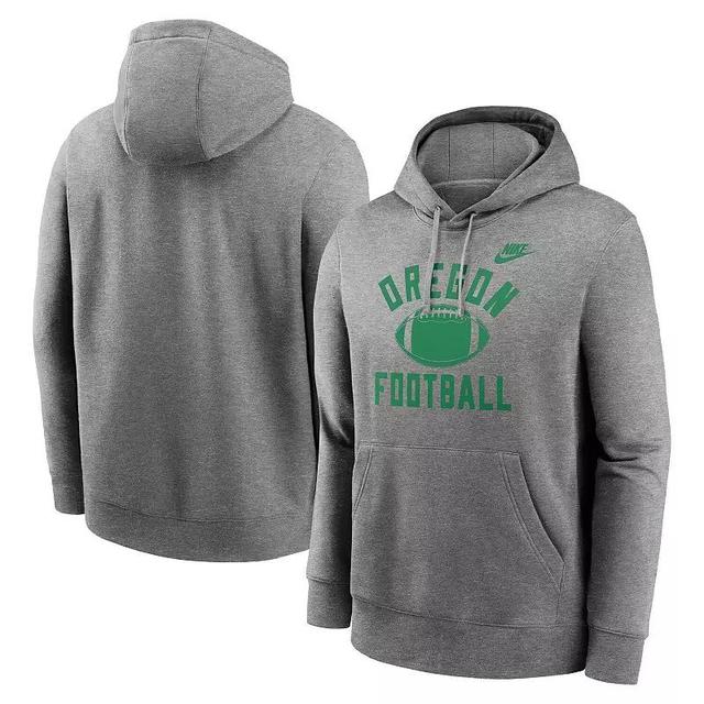 Mens Nike Heather Gray Oregon Ducks Legacy Football Icon Club Fleece Pullover Hoodie Product Image